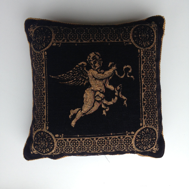 CUSHION, Black Gold Cherub